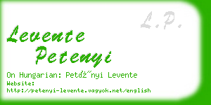 levente petenyi business card